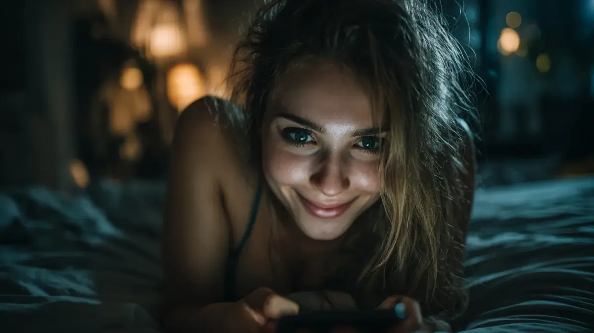 Woman browsing spicychat ai review on her phone